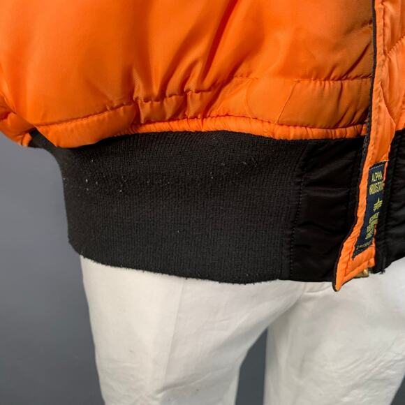 ALPHA INDUSTRIES Size 4XL Black Orange Nylon Reversible Bomber Jacket - Picture 8 of 11